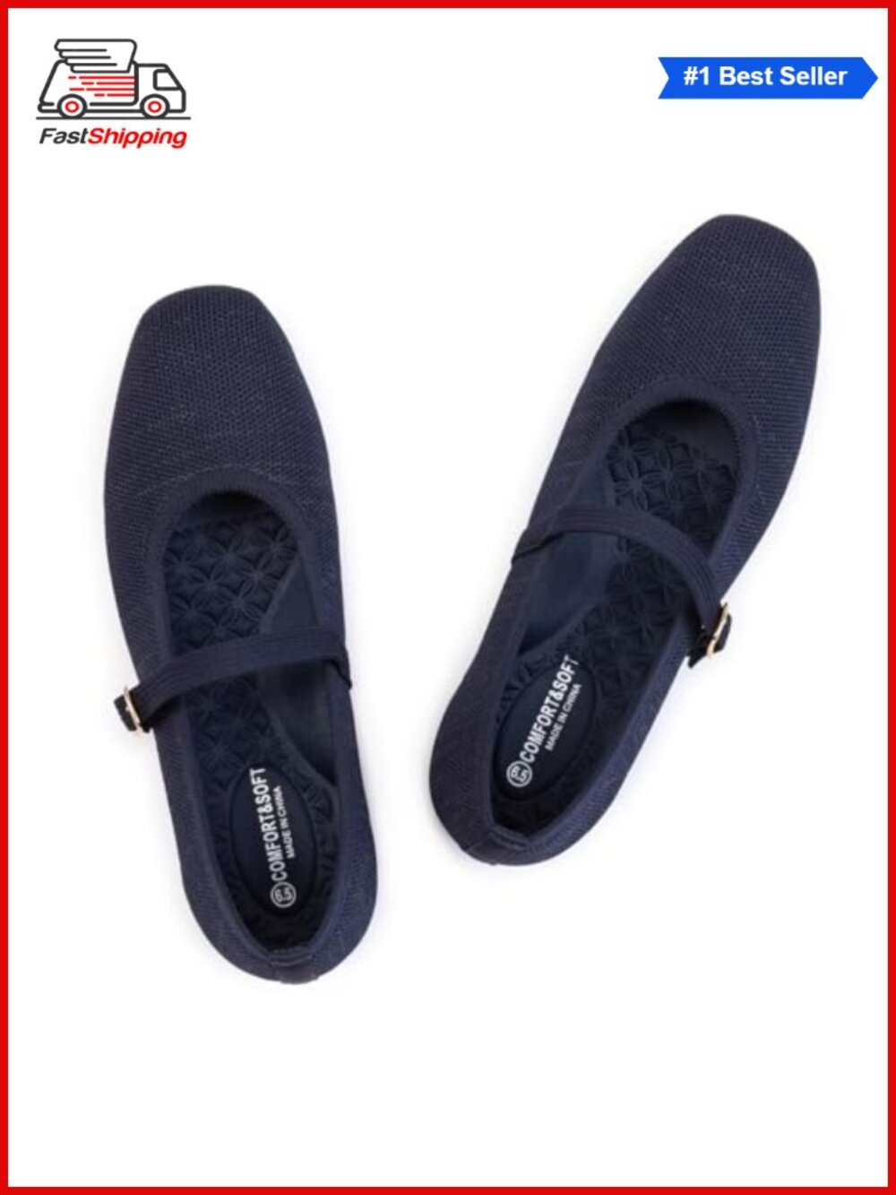 Womens Knitted Mesh Square Toe Slip On Flat Comfort Work Shoes Washable